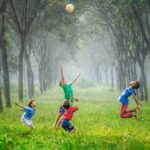 children exploring nature