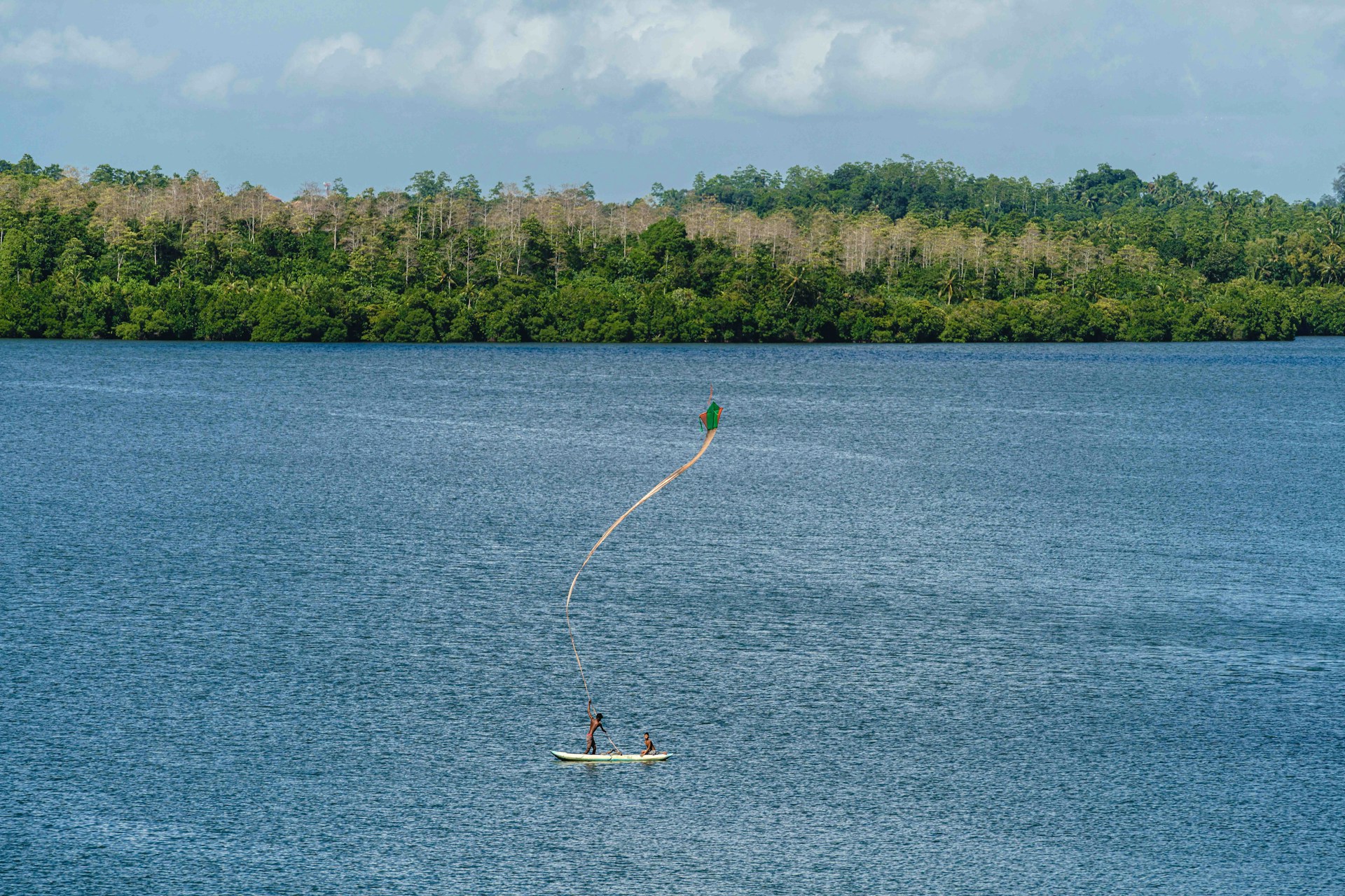 Paddleboarding on lake.